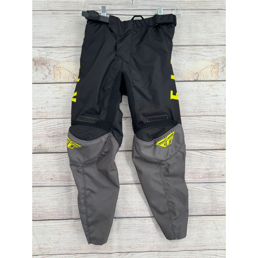Fly Racing F-16 Motocross Pants Kids Size 26 Black Grey Neon Yellow Racing Gear